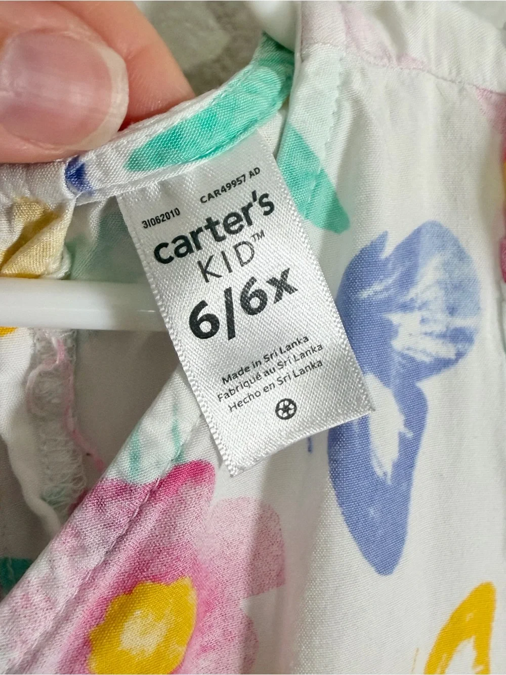 Carter's Dress White Floral Butterfly Ruffle Wrap Pink Blue Summer Girls Kid 6